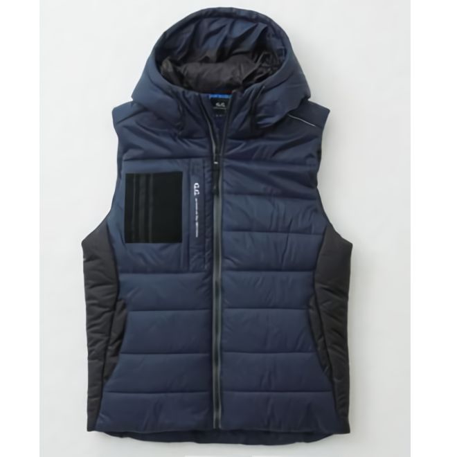 G.G. フード付きウルトラ軽量ベスト(中綿ポリエステル) 6Lサイズ (ネイビー)