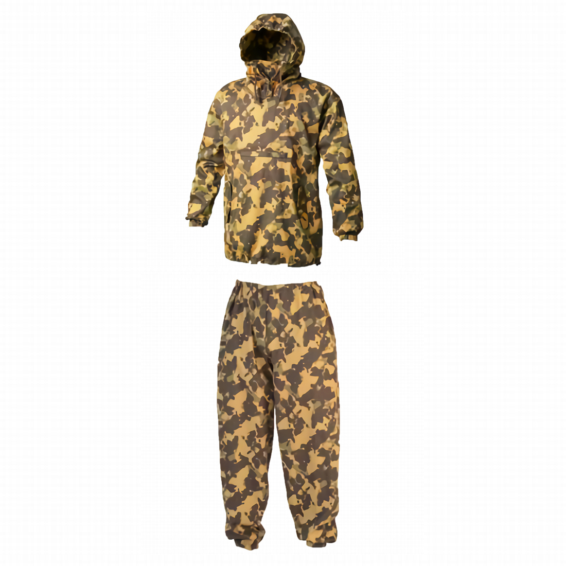 BULL WORKS 迷彩柄ヤッケ上下セットアップ(綿100%,オールシーズン) 3Lサイズ (カモフラグリーン)