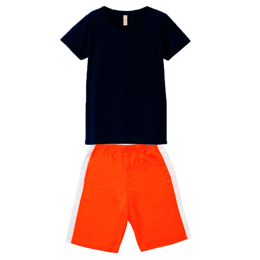 Rucca 4 1oz 実感さらさらドライtシャツ ハーフパンツ上下コーデ レディース 上ネイビー 下オレンジ スポーツファッション通販 東京パワーステーションasap