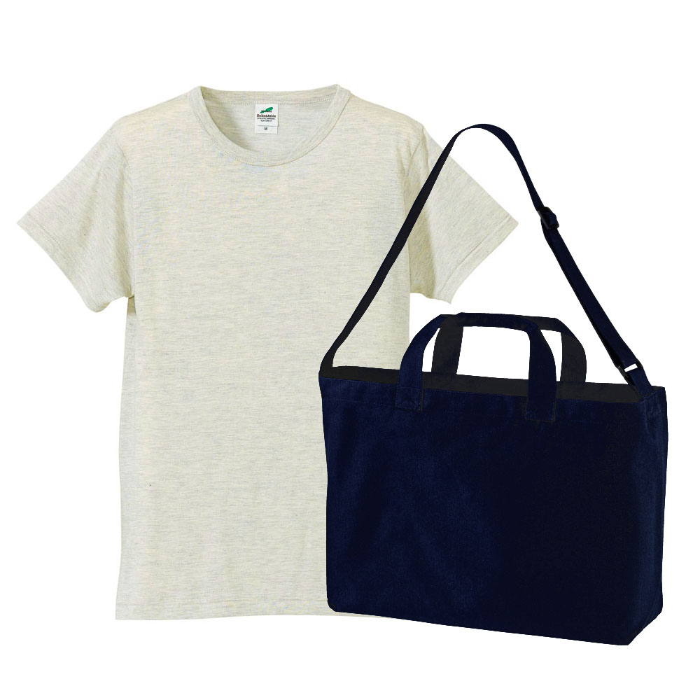 オートミール(Tシャツ)+ネイビー(バッグ)