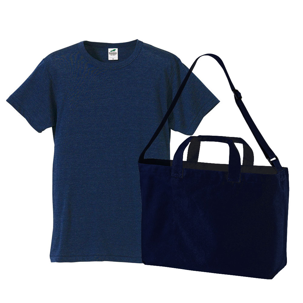 ヴィンテージへザーネイビー(Tシャツ)+ネイビー(バッグ)
