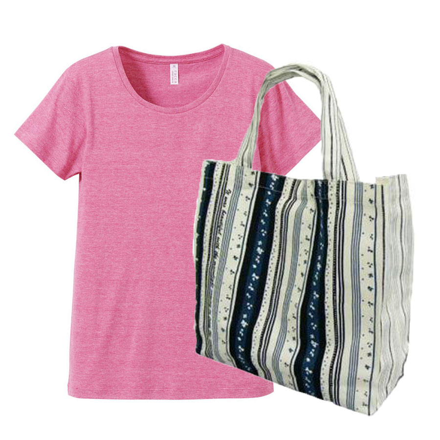 ヴィンテージへザーピンク+バッグ(リーフ)