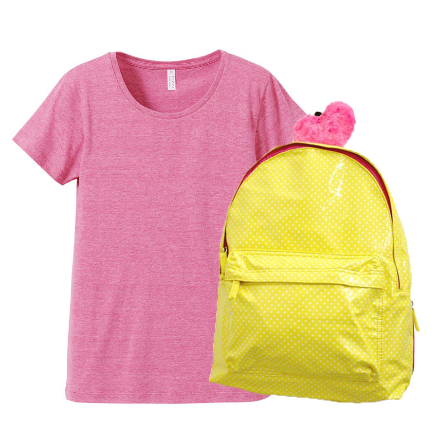 ヴィンテージへザーピンク(Tシャツ)+イエロー(バッグ)