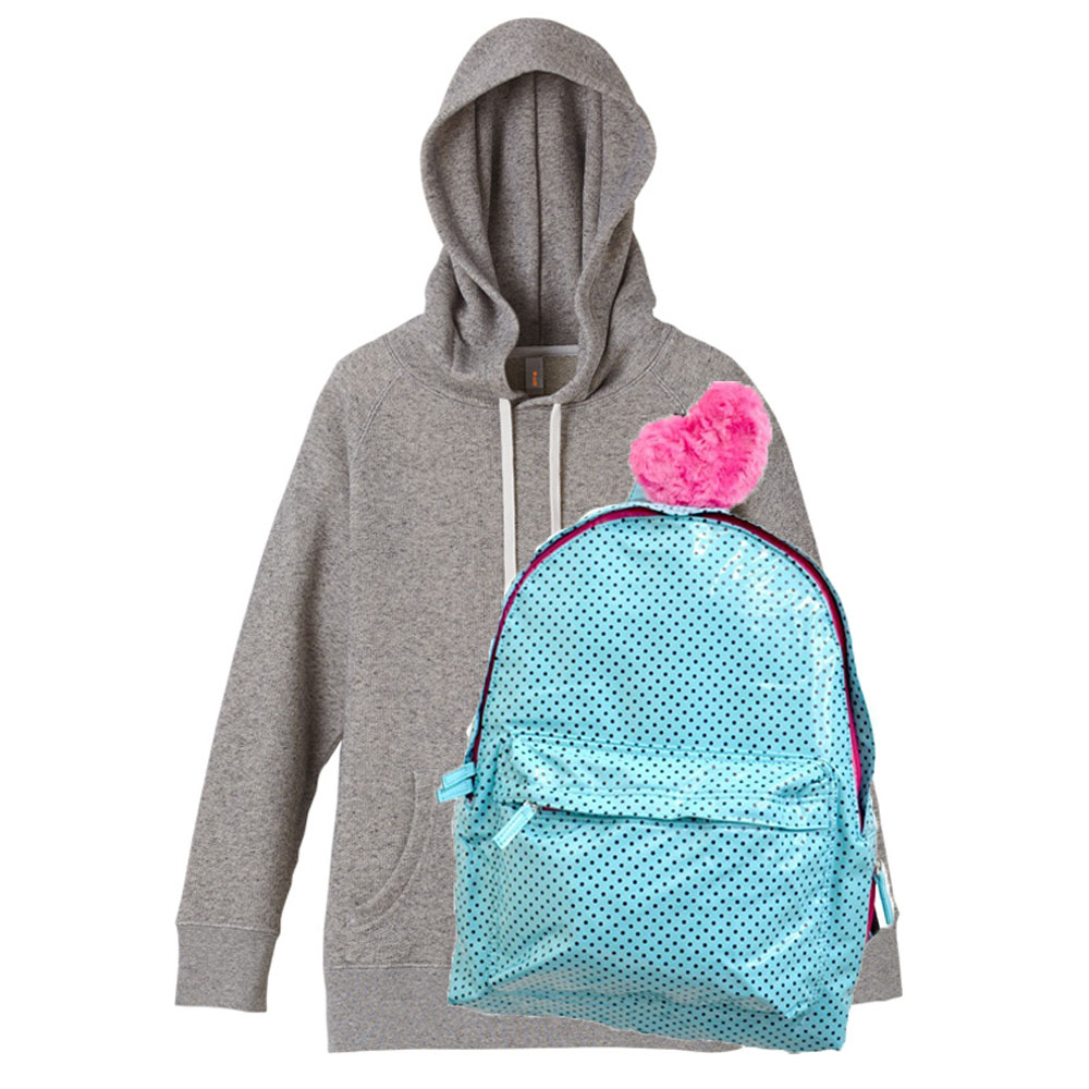 rucca 8.4oz プルオーバーパーカー+ドット柄エナメルデイバッグ(サックス) ガールズ (ヴィンテージへザー)