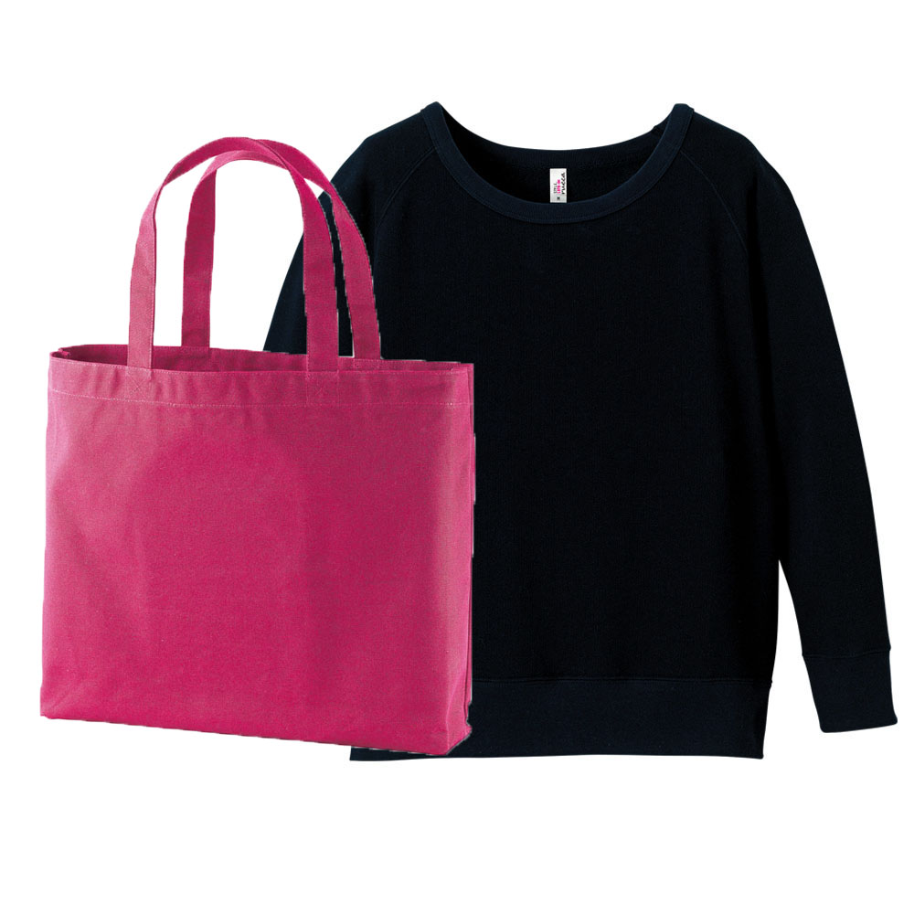 FF レディースクルーネックスウェット+トートバッグ(大) コーデ学割セット (ディープネイビー(服))