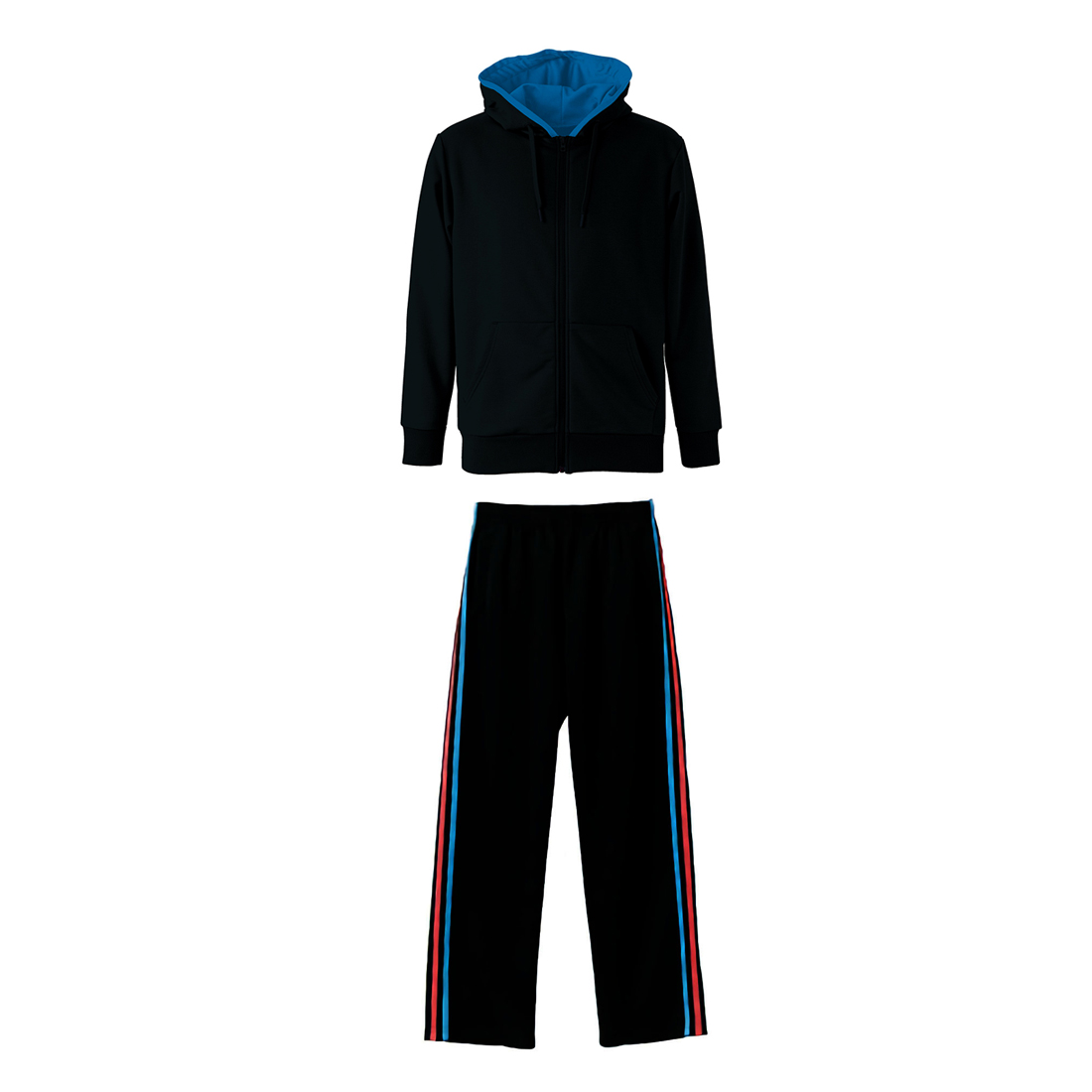 ユナイテッドアスレ  ドライ フルジップパーカー+ジャージロングパンツ上下セットアップ XS～XL (上ブラック・Tブルー+下ブラック・Tブルー・Tピンク)