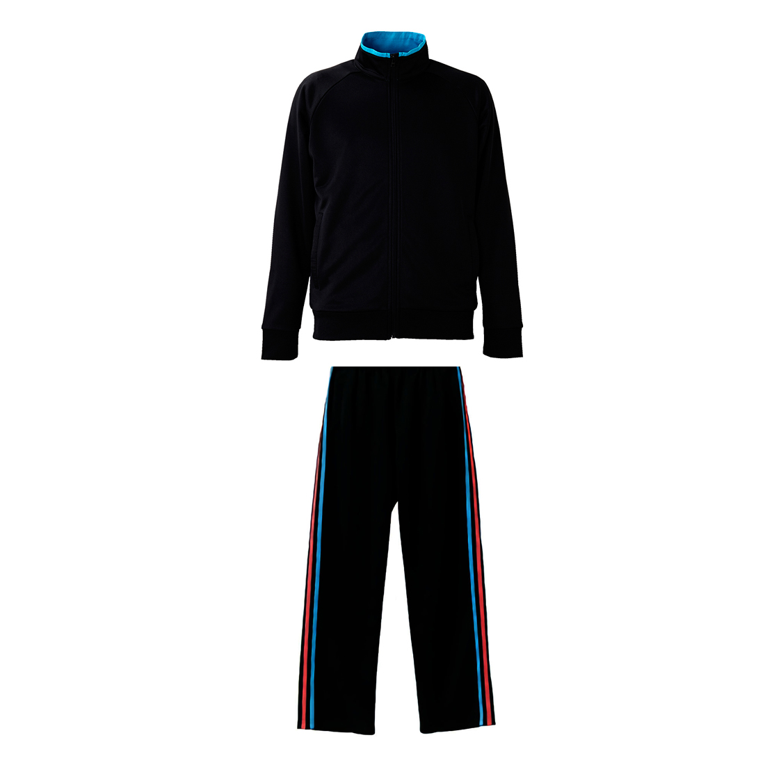 ユナイテッドアスレ ラグランスリーブジャケット+ジャージロングパンツ上下セットアップ XS～XL (上ブラック・Tブルー+下ブラック・Tブルー・Tピンク)