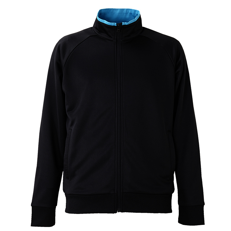 ユナイテッドアスレ 7.2oz ラグランスリーブ・ジャケット(裏パイル・吸汗速乾) 3L(XXL) (ブラック・ターコイズブルー)