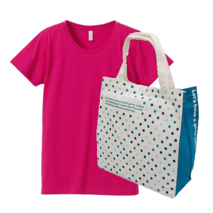 トロピカルピンク+バッグ(水玉)"