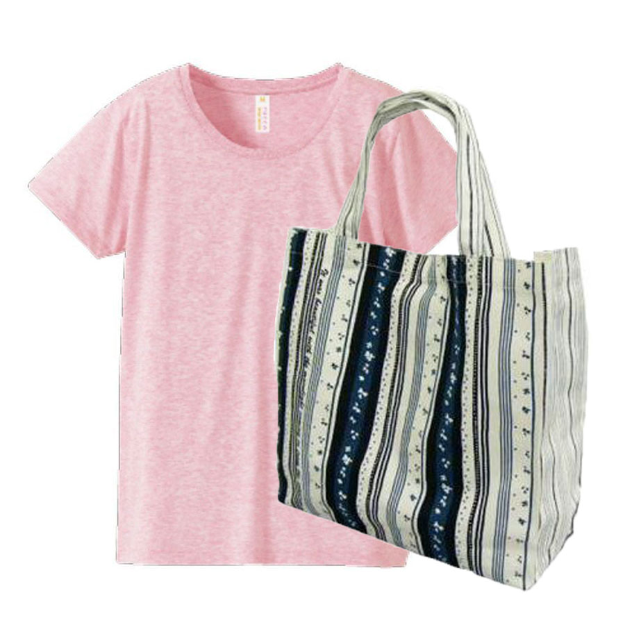 へザーピンク+バッグ(リーフ)