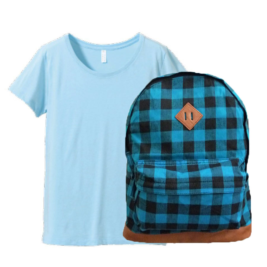 ライトブルー(Tシャツ)+ブルー(バッグ)