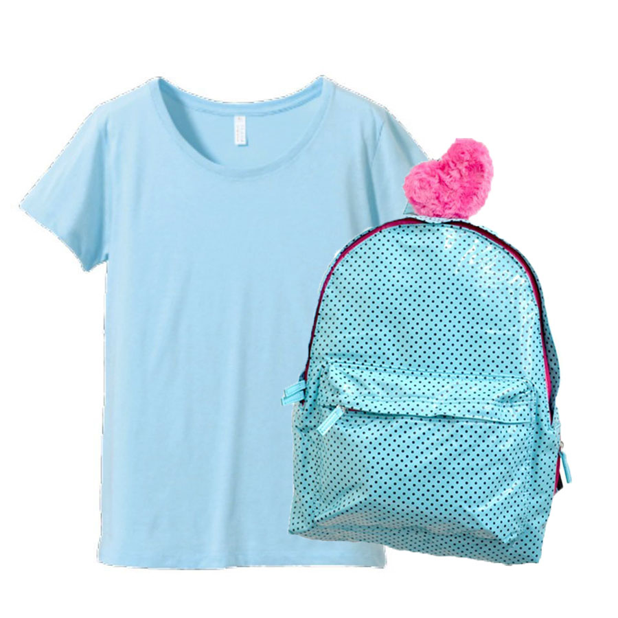 ライトブルー(Tシャツ)+サックス(バッグ)