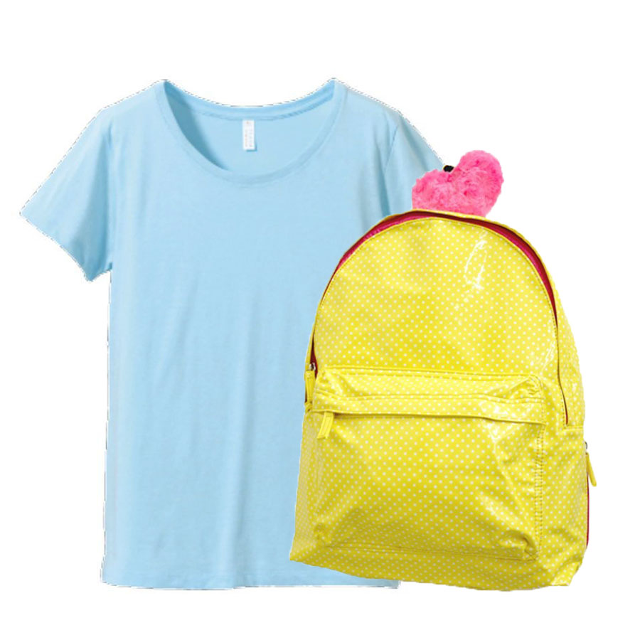 ライトブルー(Tシャツ)+イエロー(バッグ)