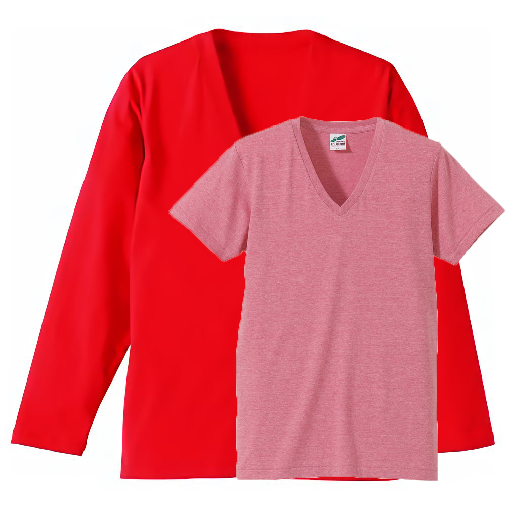 Tシャツ:ヴィンテージへザーピンク+フレンチレッド