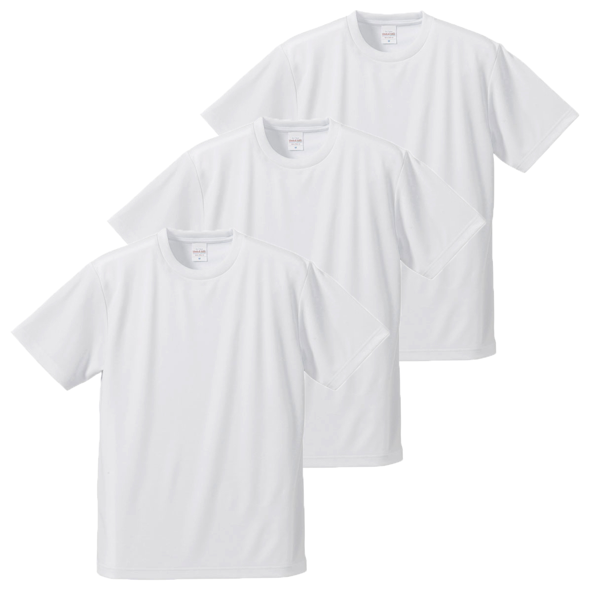 大きいサイズ3days学割セット 4.1oz ホワイト(白)ドライアスレチックTシャツ×3 3～5L (ホワイト)