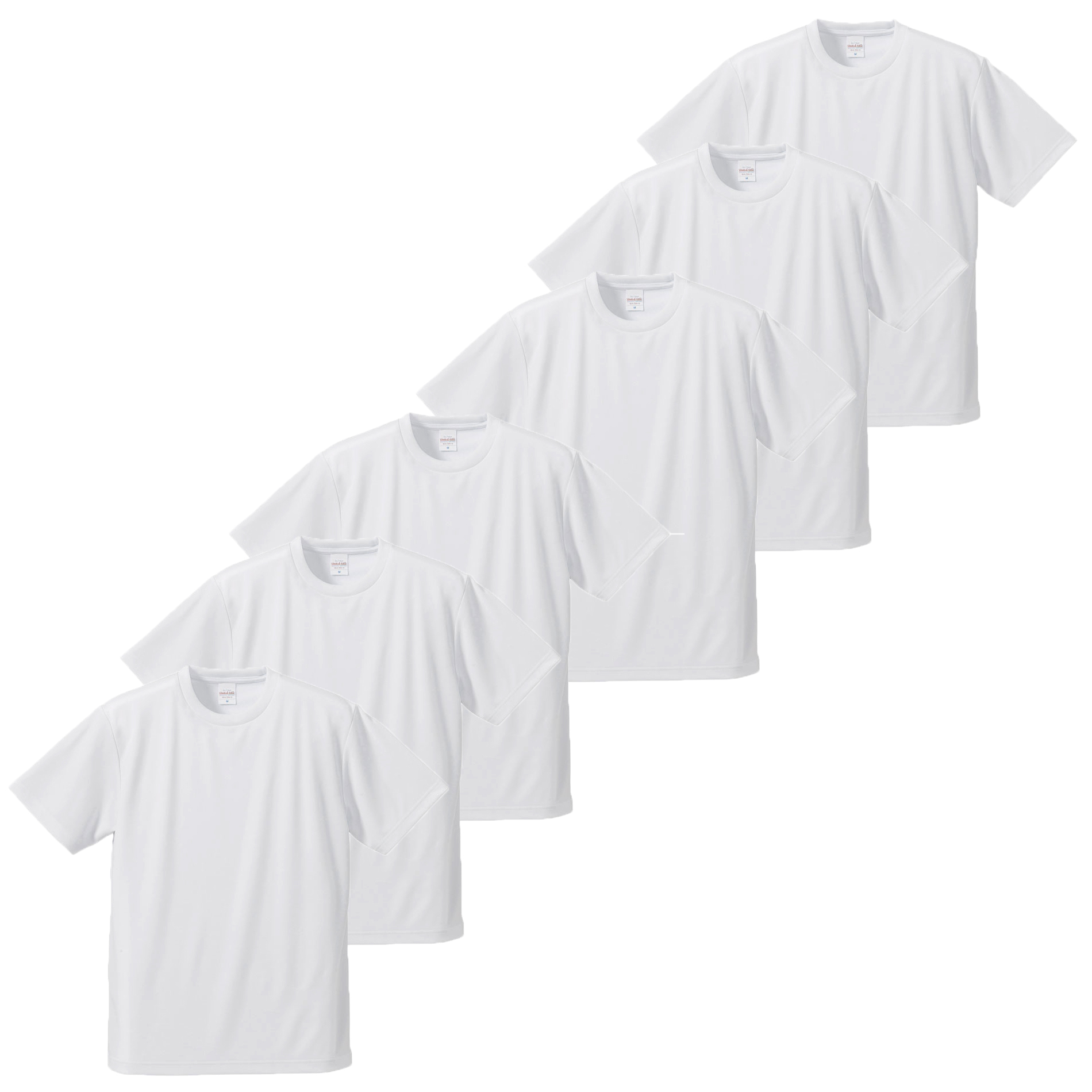 大きいサイズ6days 4.1oz ホワイト(白)ドライアスレチックTシャツ×6枚 3～5Lサイズ (ホワイト)