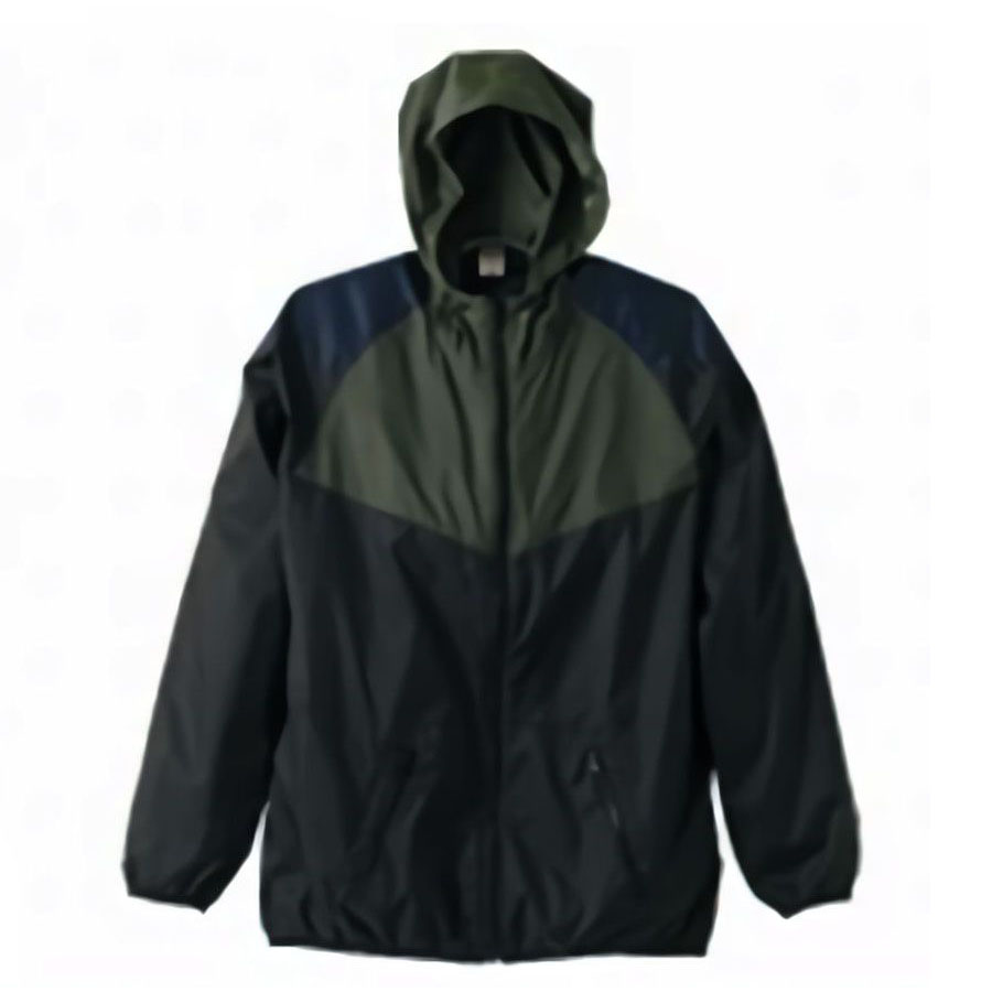 Arakai ナイロンパーカー(フード付きウィンドブレーカー) オリーブ・ブラック S・Mサイズ (オリーブ/ブラック(肩の切替:ネイビー))