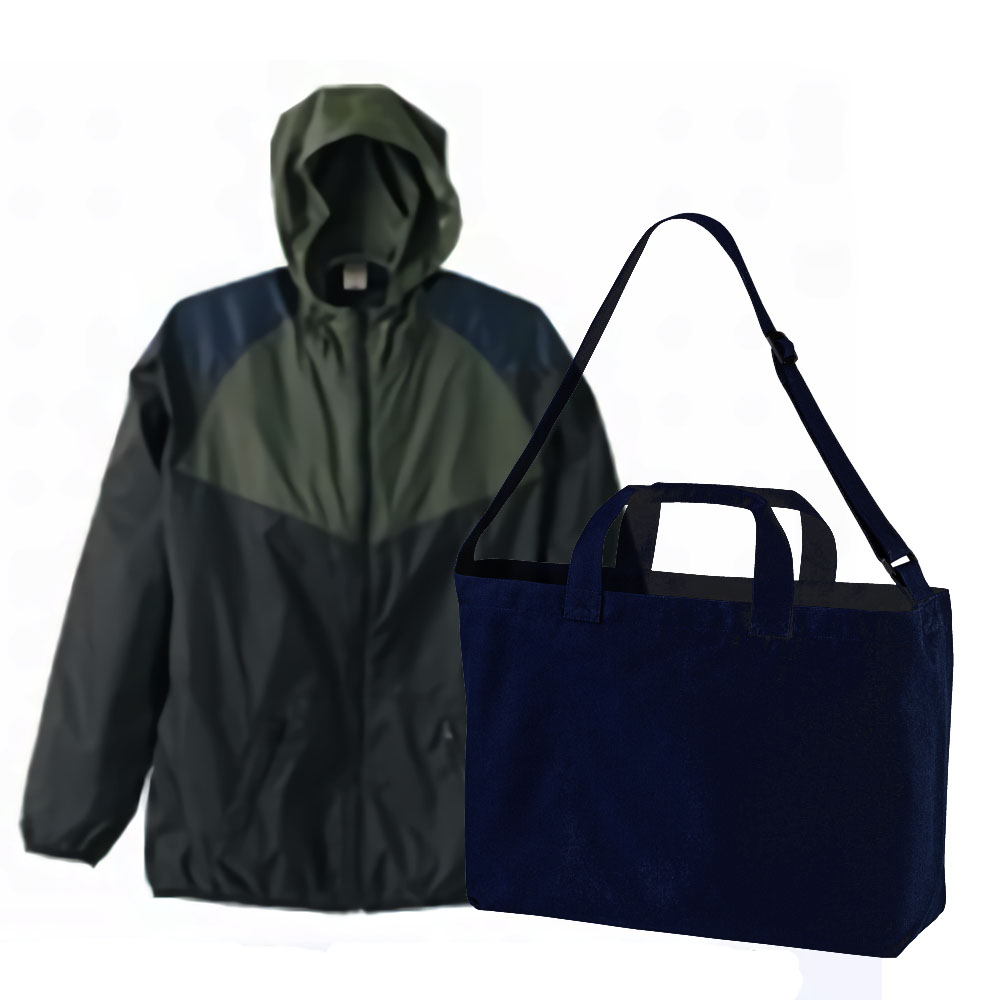 オリーブ・ブラック(アウター)+ネイビー(バッグ)