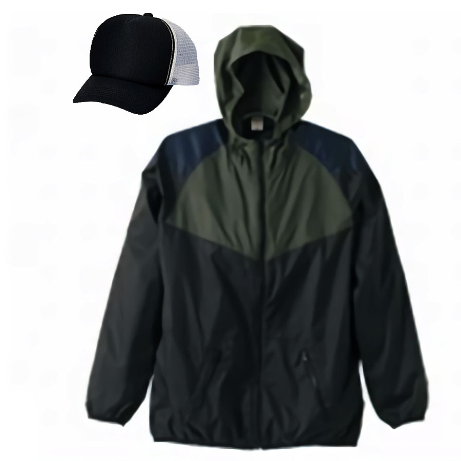 オリーブ・ブラック+帽子(ブラック・ホワイト)