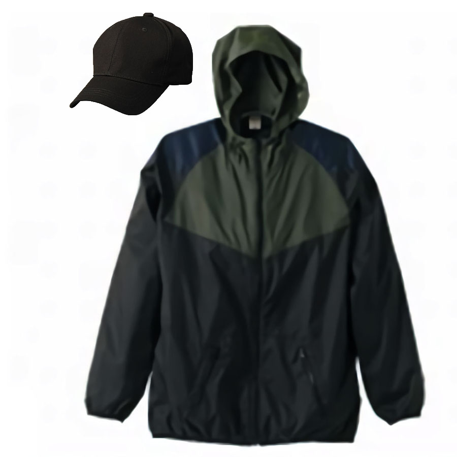 オリーブ・ブラック+帽子(ブラック)