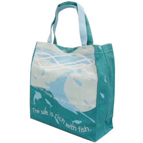 もってeco aquariumトート キャンバス素材のおしゃれなエコバッグ (ブルー(aquarium))