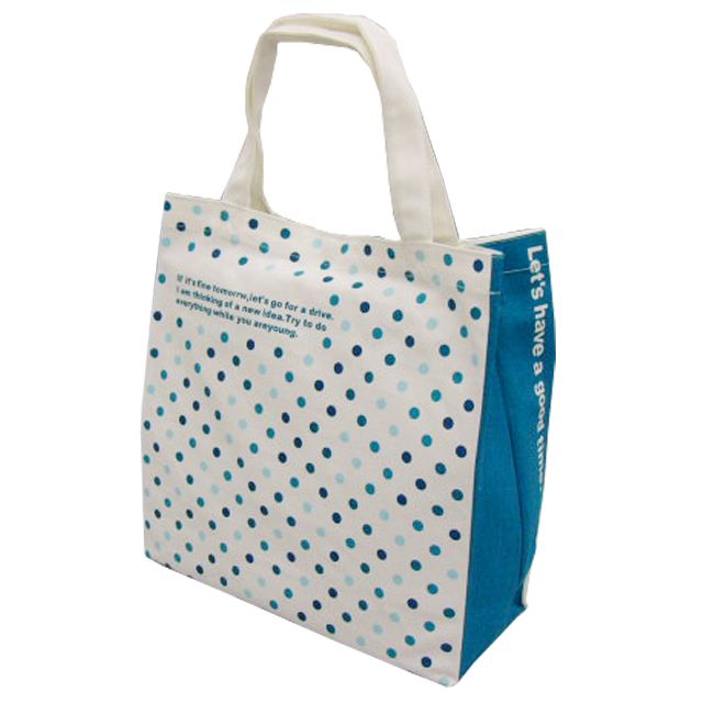 もってeco polka dots トート キャンバス素材のおしゃれなエコバッグ (シロ(polka dots))