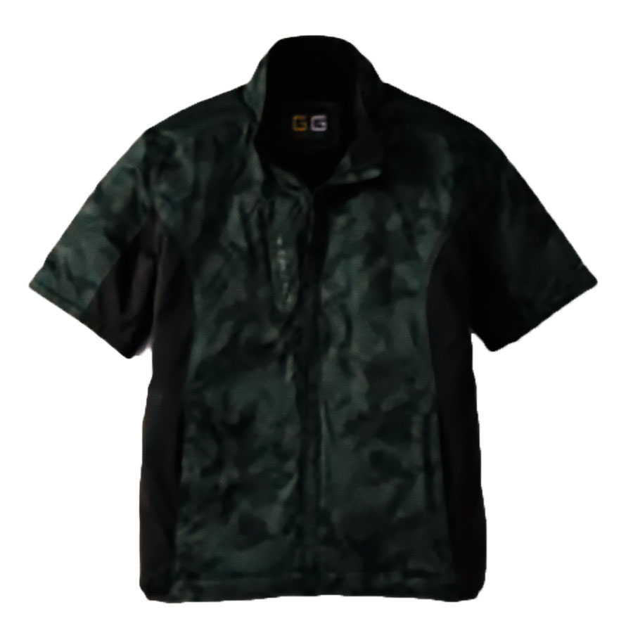 G.GROUND 半袖ストレッチ防風インナー(衿等フリース裏地) S～LLサイズ (カモフラグリーン)