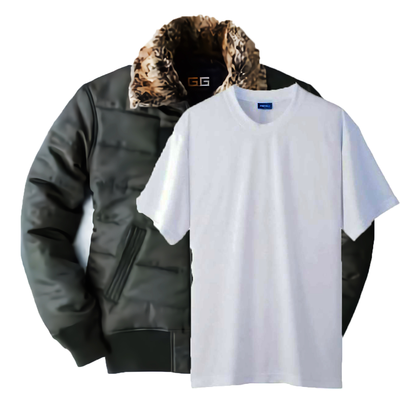 TPS presents 次世代フライトジャケット+白Tシャツ1枚無料セット M・L・LLサイズ (アーミー・白(インナー))