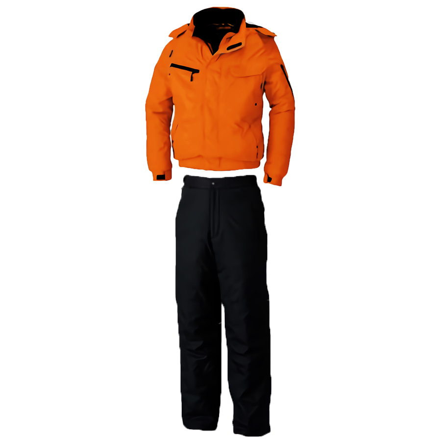 Absolute GEAR 裏アルミプリント 撥水防寒アウター上下セット S～LLサイズ (上オレンジ+下ブラック)