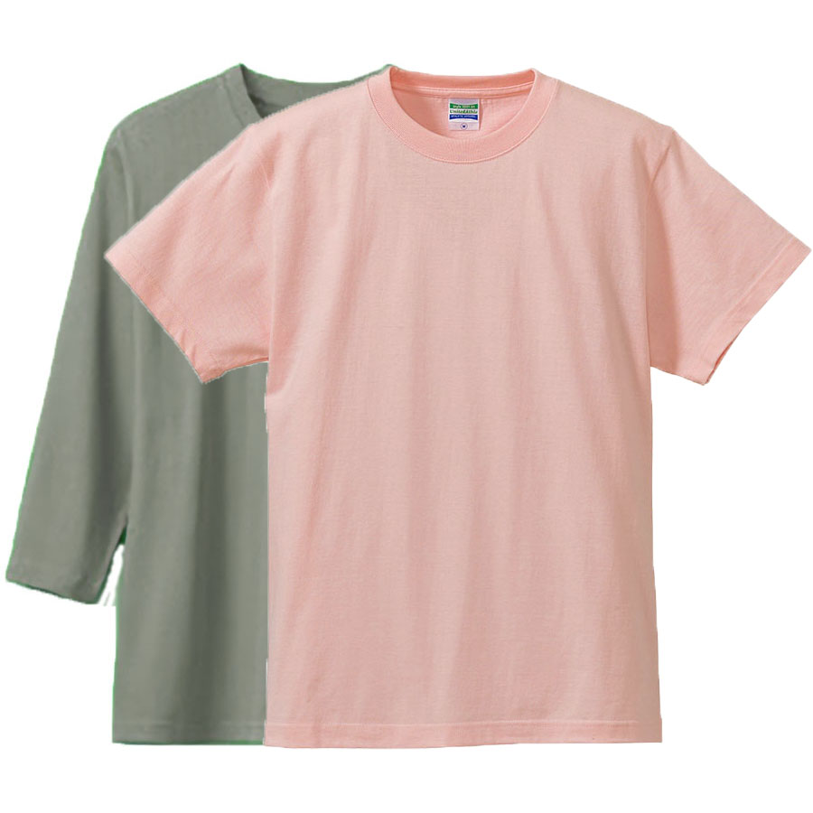 半袖ベビーピンク+七分袖杢グレー