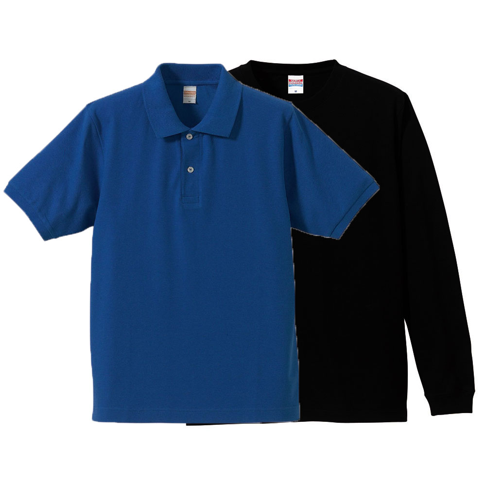 長袖tシャツ 袖口リブ 半袖ポロシャツ 重ね着コーデ学割セット Lサイズ ロイヤルブルー Inner ブラック スポーツファッション通販 東京パワーステーションasap
