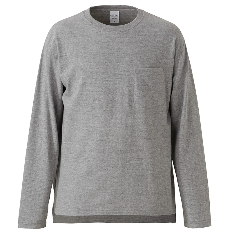 ユナイテッドアスレ 5.6oz ルーズフィットロングスリーブTシャツ(ポケット付) S～XLサイズ (ミックスグレー)