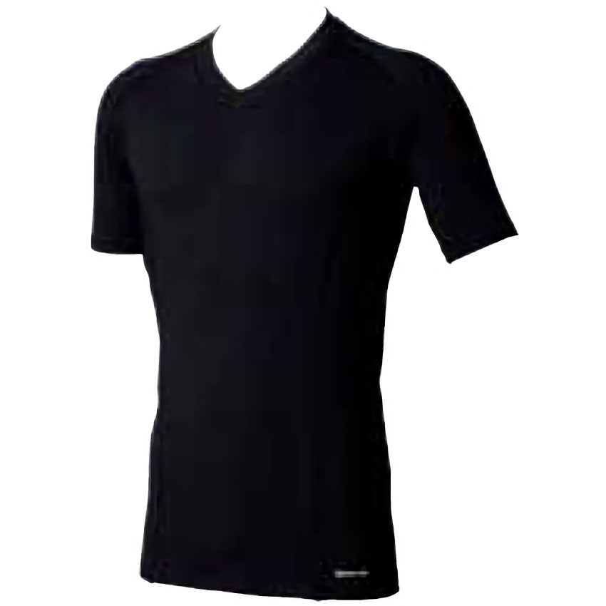 半袖サポートVネックシャツ(吸汗速乾) S～3Lサイズ (ブラック)