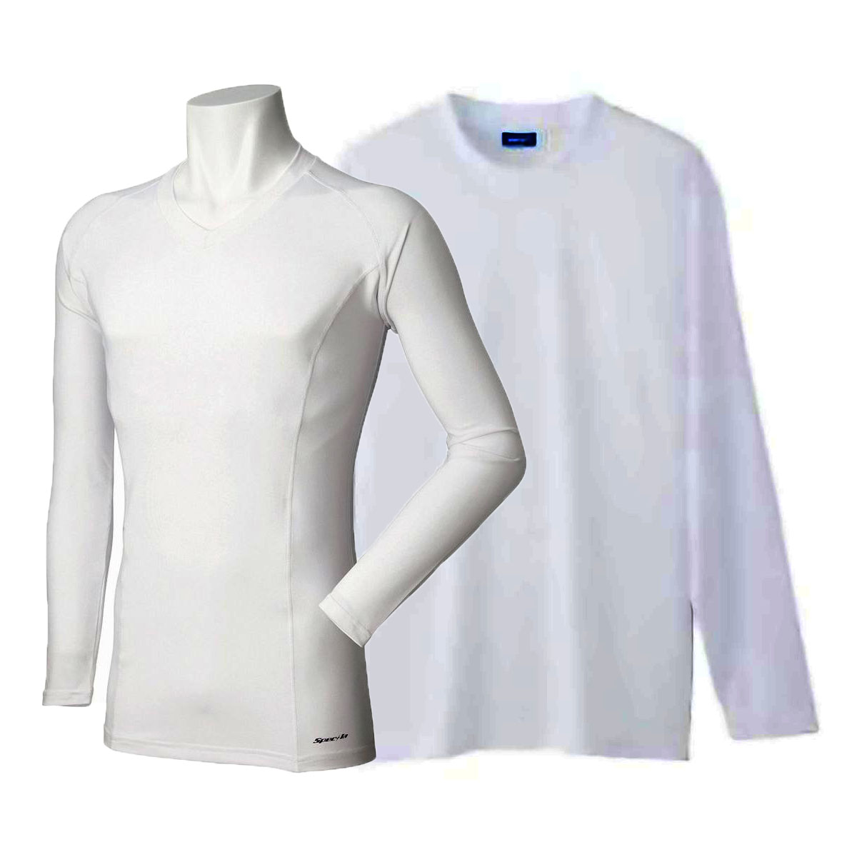 防寒(裏起毛)サポートシャツお試しセット 長袖 Tシャツ+サポートシャツ(Vネック) (ホワイト)