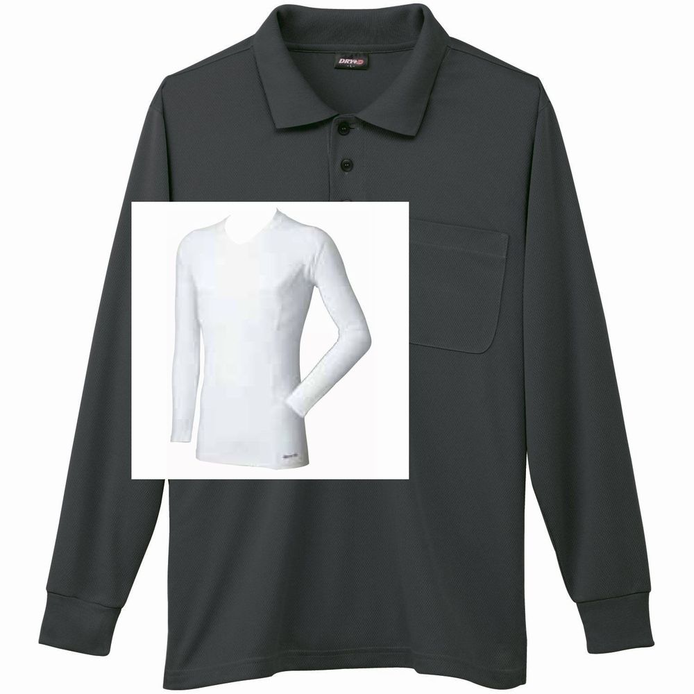 チャコールグレー+Vネックインナー(白)