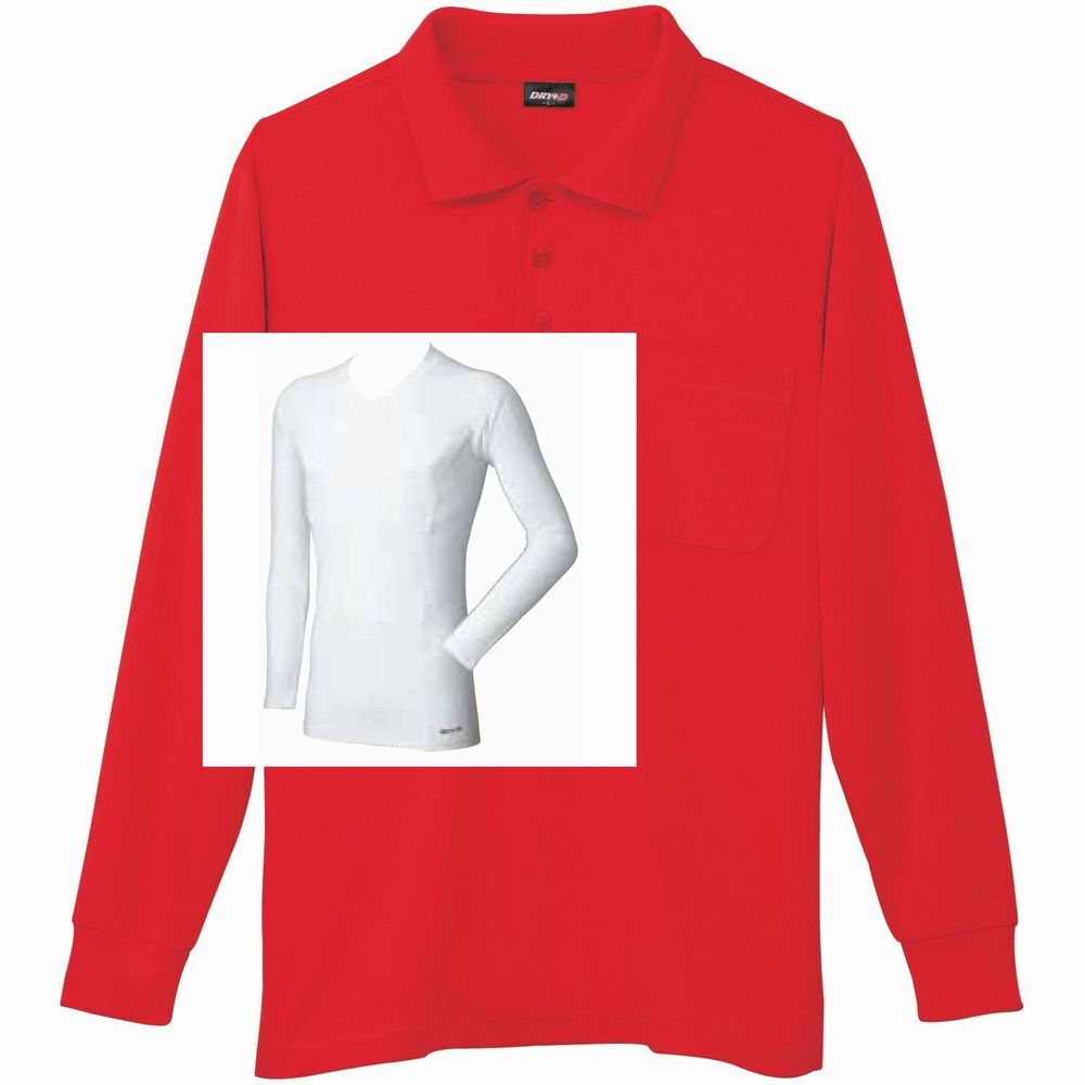 レッド+Vネックインナー(白)