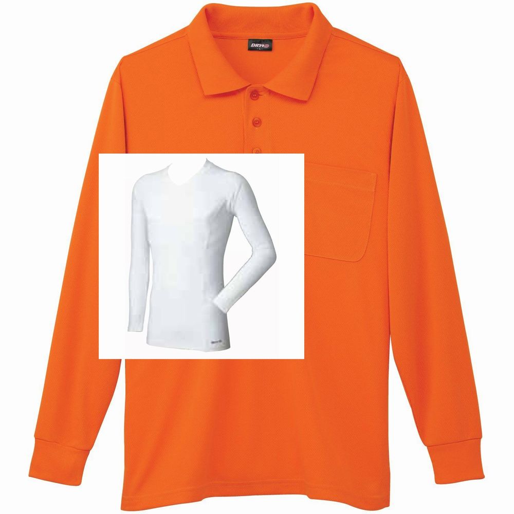 オレンジ+Vネックインナー(白)