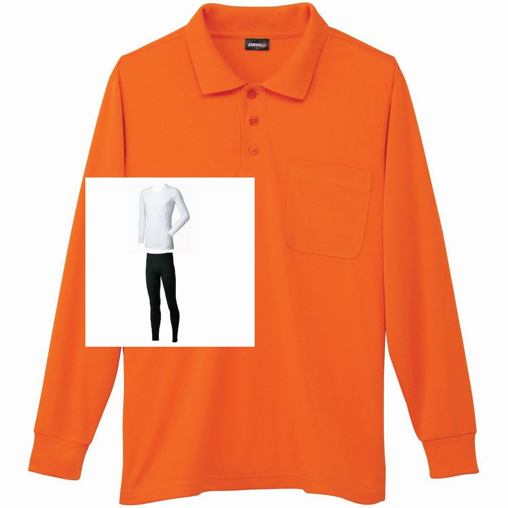 オレンジ+インナー上下(白シャツ+黒パンツ)