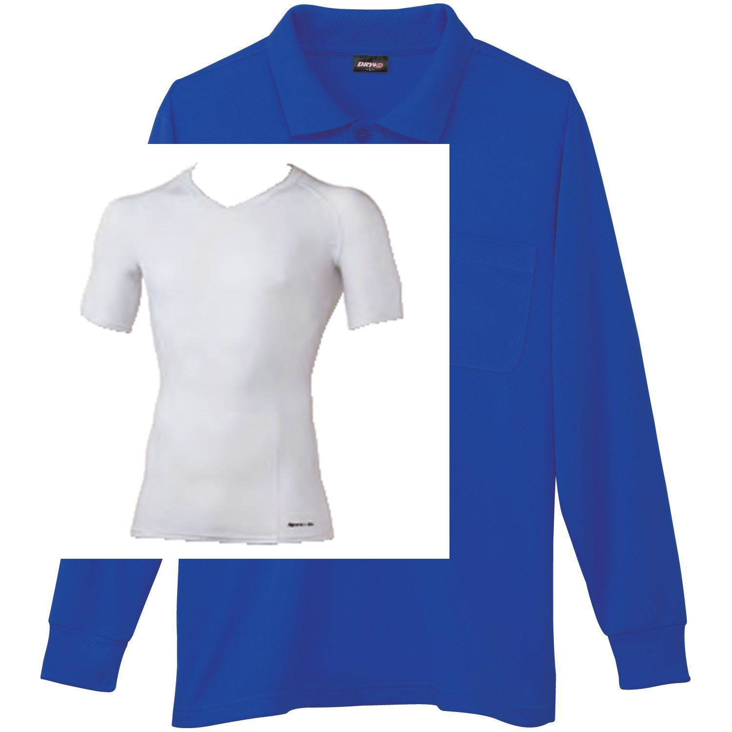 ロイヤルブルー+Vネックインナー(白)