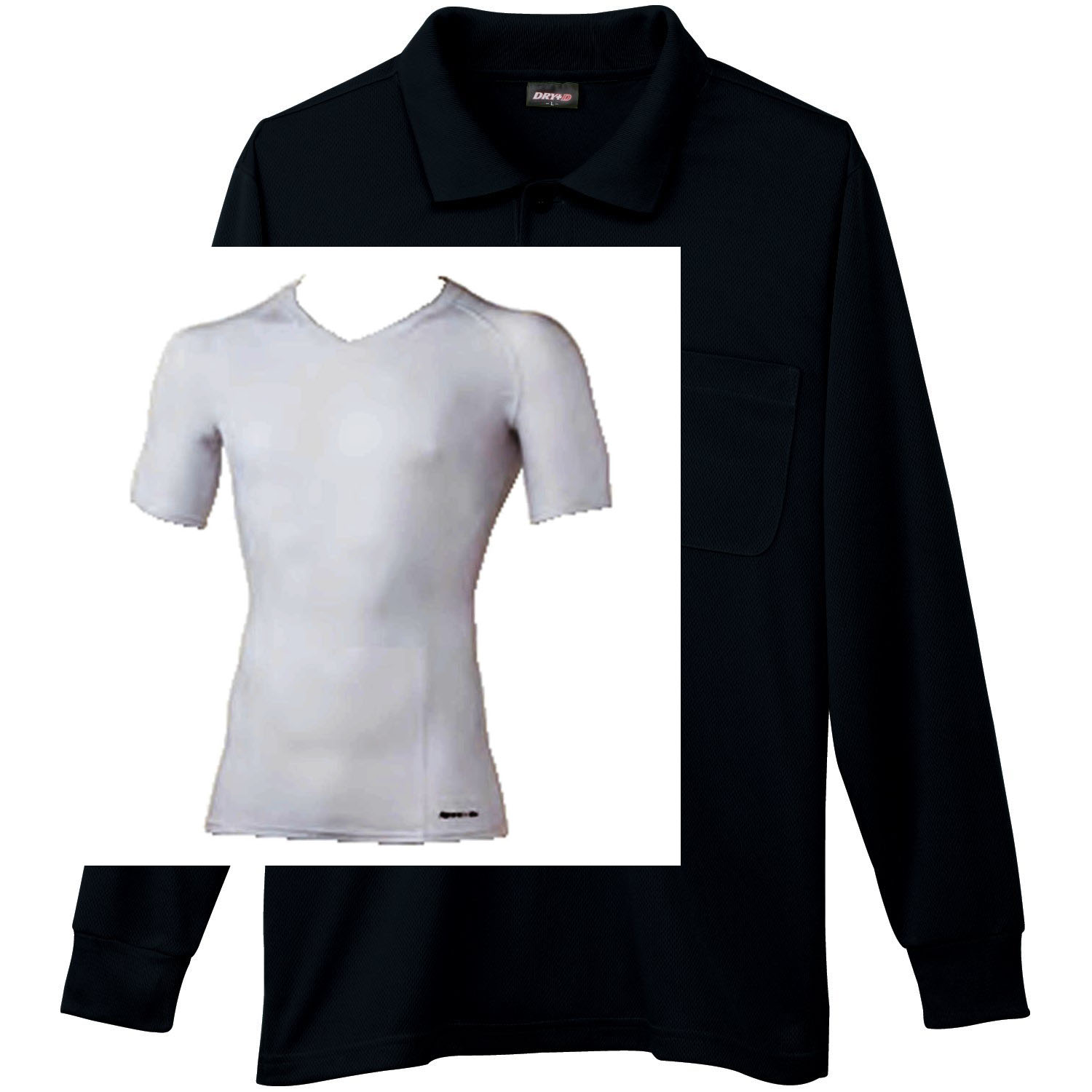 ブラック+Vネックインナー(白)