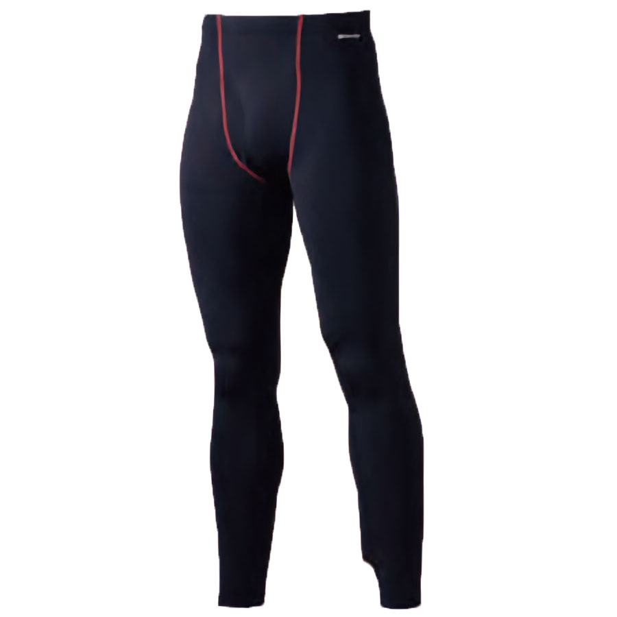 防寒(裏起毛)サポートロングタイツ(前開き) SS～3Lサイズ (ブラックxレッドライン)