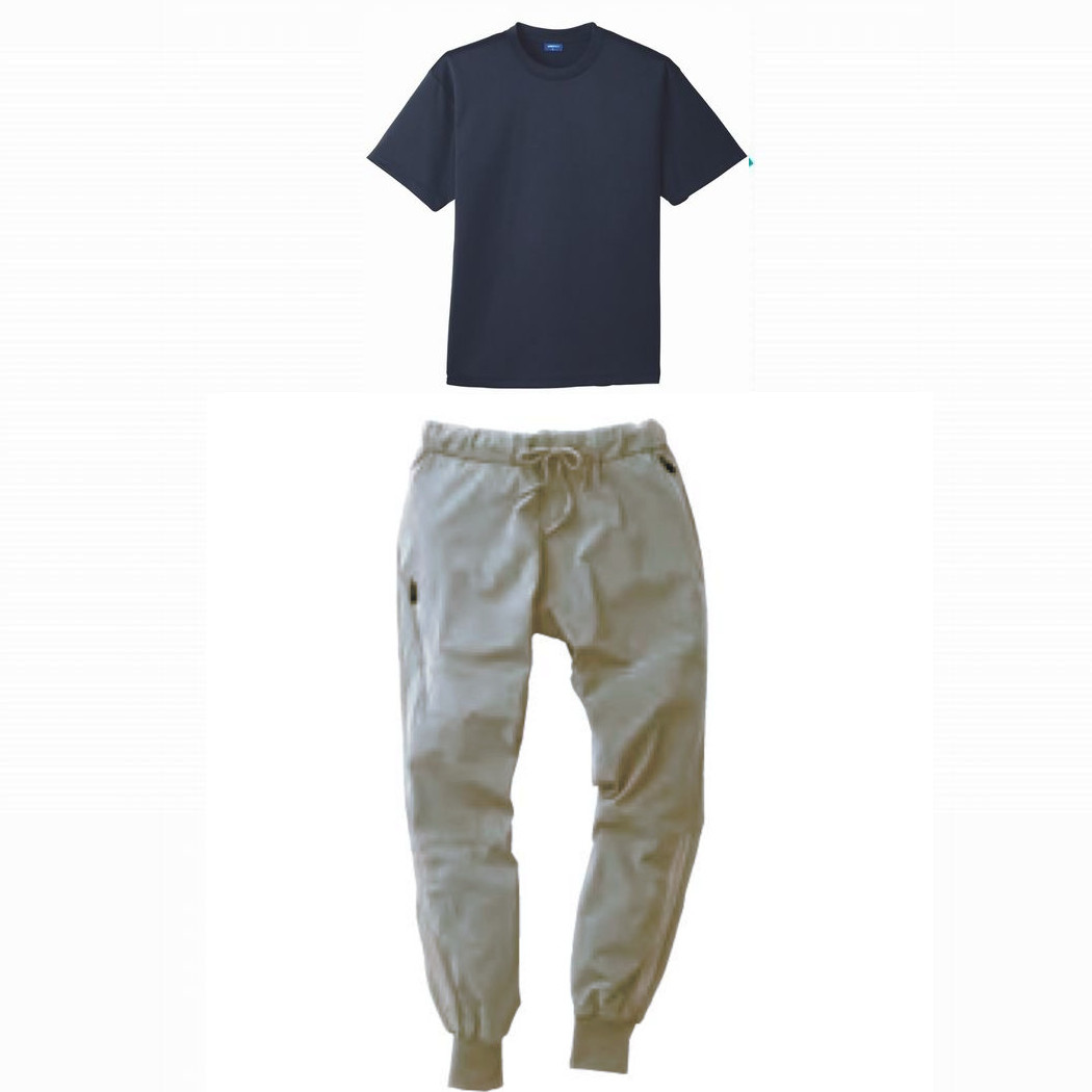 ネイビー(Tシャツ)+シルバーグレー(パンツ)