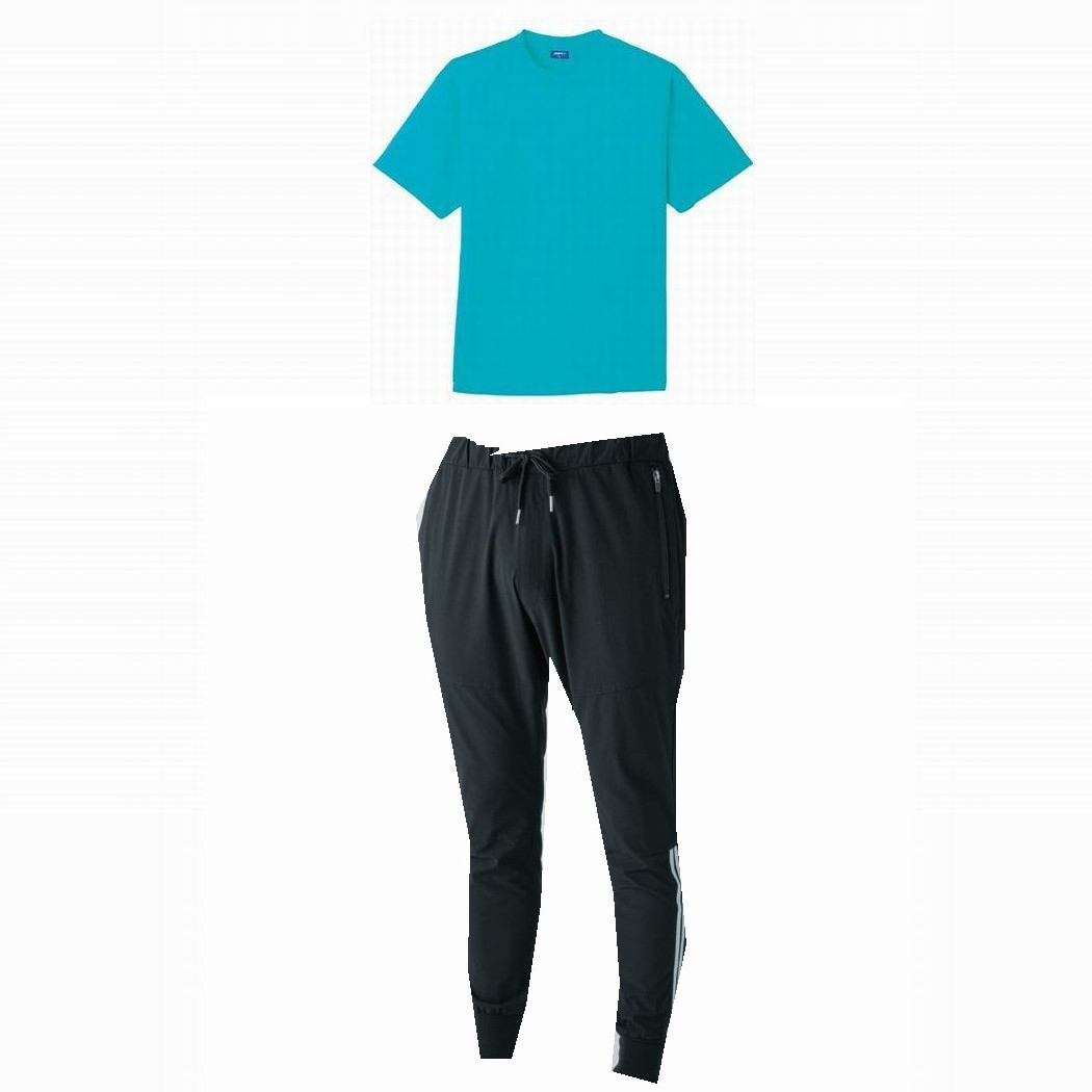 ターコイズ(Tシャツ)+ブラック(パンツ)