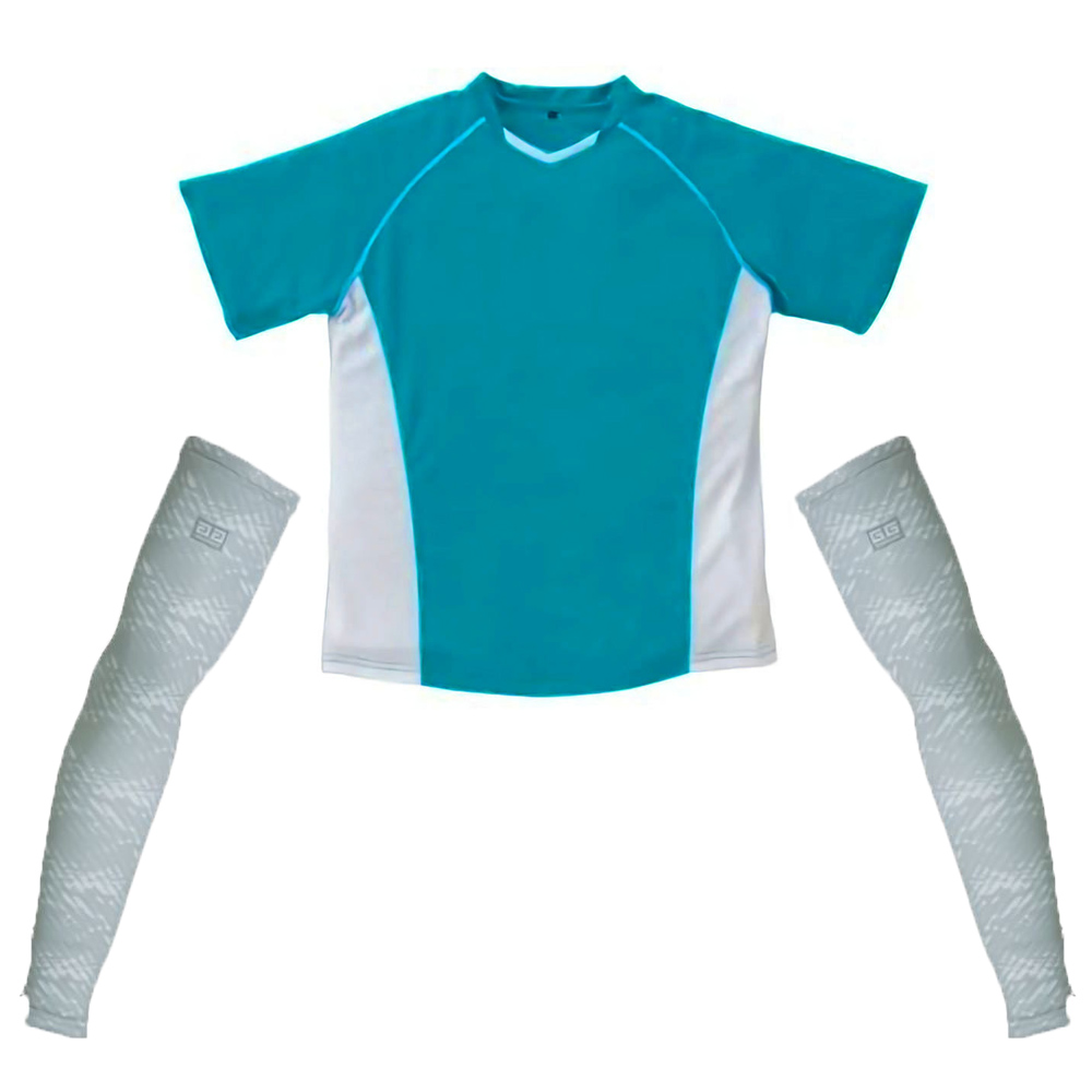 ターコイズ(シャツ)+シルバーグレー