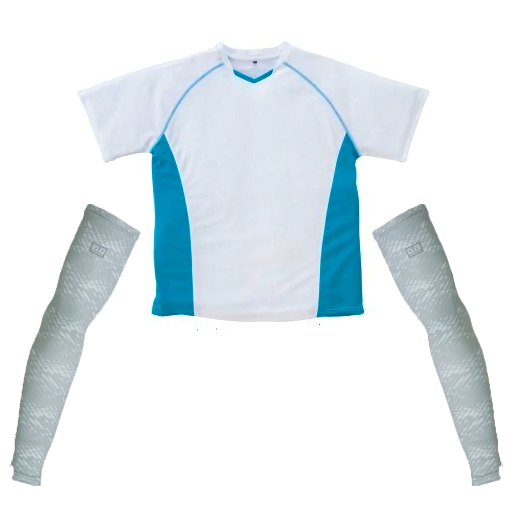 ホワイト・ターコイズ(シャツ)+シルバーグレー