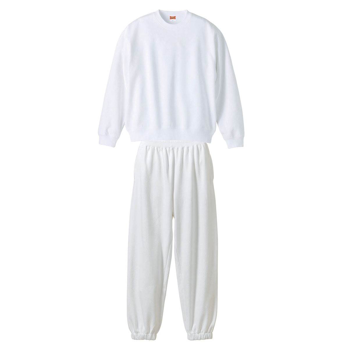 スウェット上下セットアップ(トレーナー+ルーズパンツ Hip Hop) S～LL(XL)サイズ (上下ホワイト)