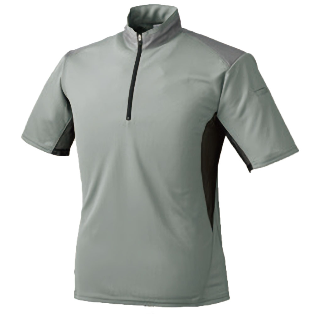涼しーるど 4.3oz 半袖遮熱ジップアップTシャツ M～3Lサイズ (グレー)