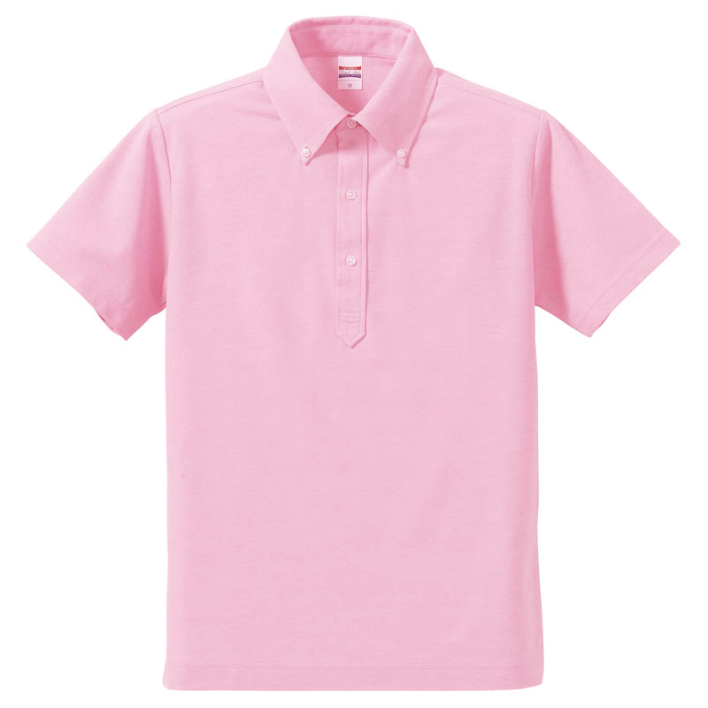 ユナイテッドアスレ 5.3oz ボタンダウン鹿の子ポロシャツ・ドライ・消臭・UVカット) 3Lサイズ (OXピンク)
