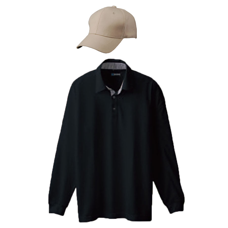 ブラック+帽子(ベージュ)