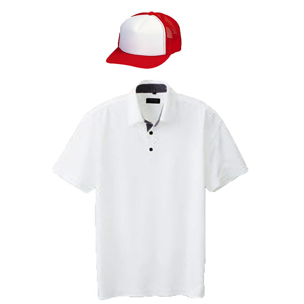 ホワイト+帽子(ホワイト・レッド)